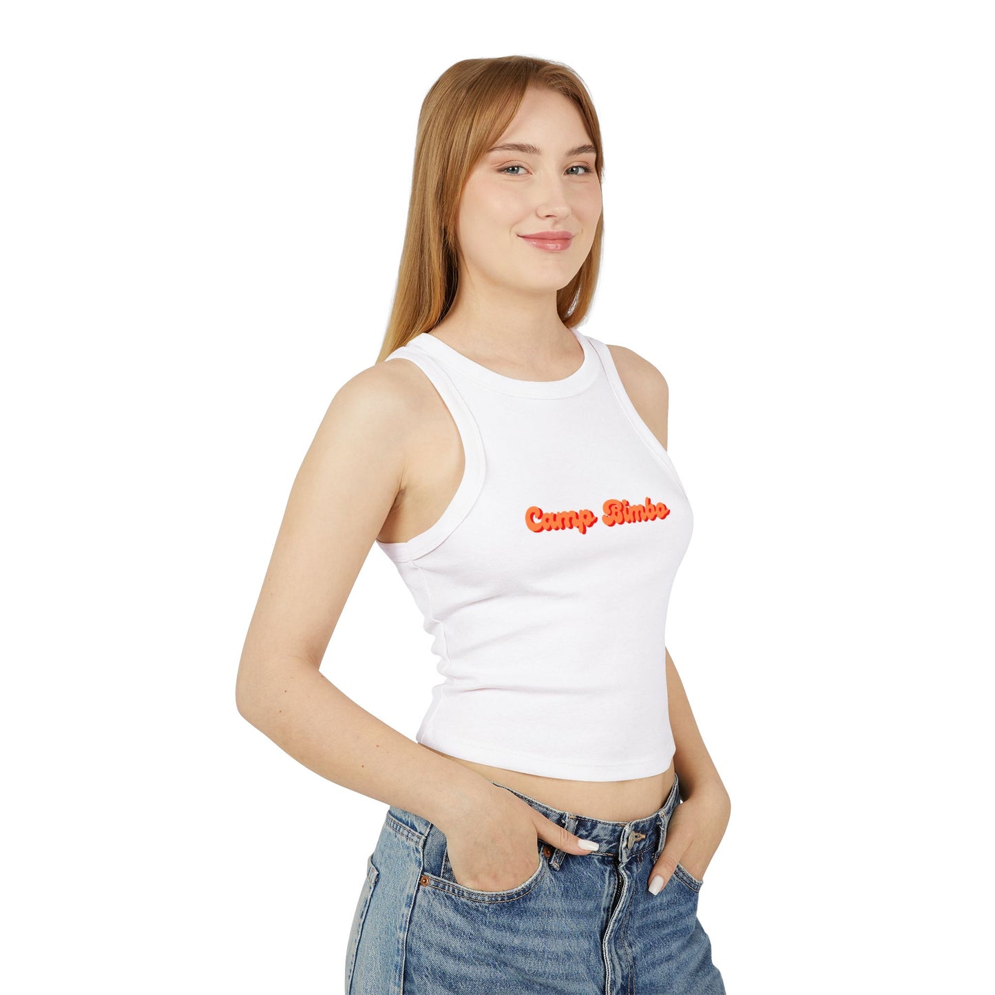 Bimbo- Racer Tank Top, Women's Tank Top, Flirty Sleeveless Shirt, Athletic Ribbed Top, Fun Workout Apparel