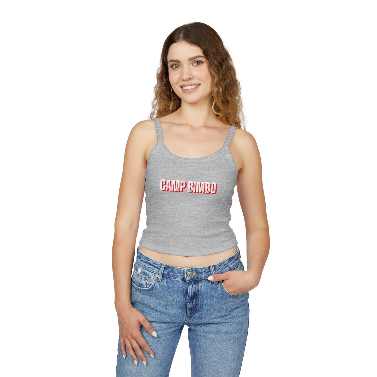 Camp Bimbo Women's Spaghetti Strap Tank Top, Cute Summer Top, Casual Wear, Vacation Outfit, Festival Clothing, Beach Attire, Gift Idea